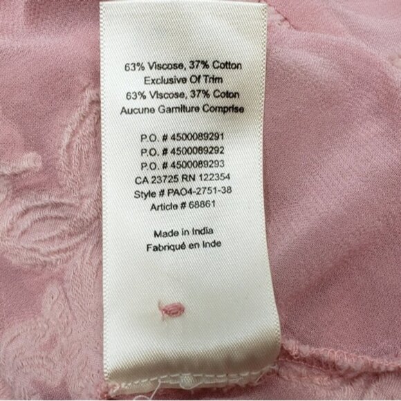 Aritzia Wilfred Pink Sheer Floral Distressed Blouse Peplum Augustine Size Large - Picture 9 of 15